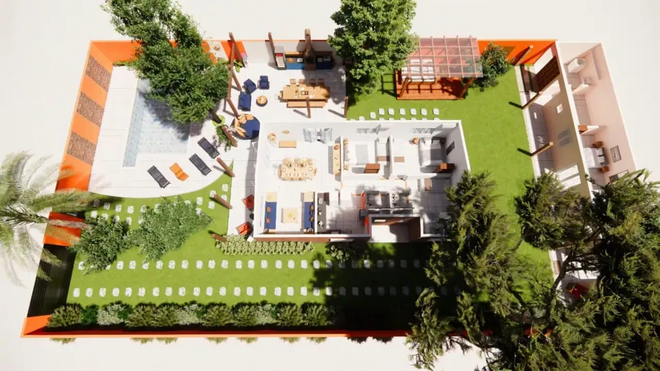 Illustrated overhead layout of The Club House Búzios estate